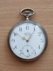 Starožitné stříbrné švýcarské kapesní hodinky "HUGA"