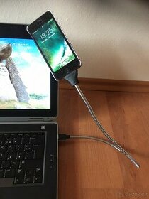 USB nabíjecí a datový kovový kabel, stojan a držák na iPhone