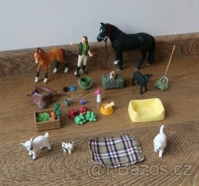 Sada Schleich - ošetřovatelka koní, koně, zvířátka a doplňky