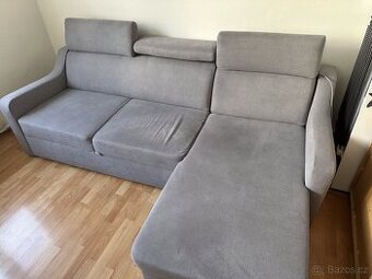 Šedá rozkládací sedačka 230 cm do L