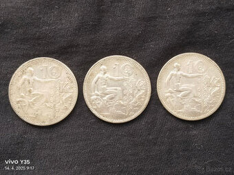 3x 10 kč 1930, 31, 32 Československo