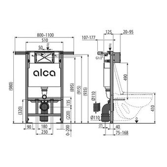 WC modul Alcadrain - předstěnový instalační systém