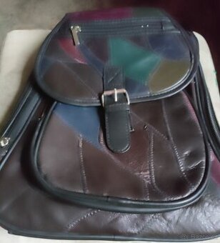 Kožený patchwork nový batoh + peněženka