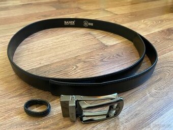 Nový pánský kožený opasek Bandi s aut. sponou-černý, nastav.