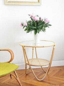 Retro Ratanový Stolek Fuchs