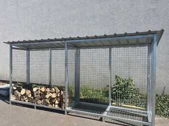 NOVÝ Ocelový dřevník - š 4,1m, v 1,9m, hl 0,7 DNO