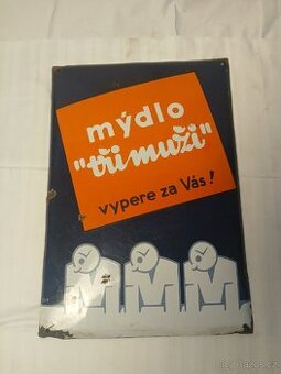 Starožitna smaltovana cedule mýdlo "tři muži"