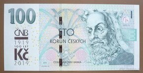 Bankovka, ČR 100 Kč, výr s přítiskem, ročník 2019 - 1