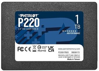 1x SSD Patriot P220 1TB - úplně nový, ještě zabalený