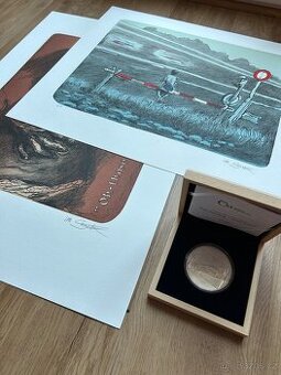 Jan Saudek - 2 litografie a mince - 1