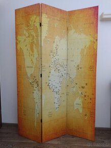 Paraván "mapa světa" - 121 x 181 cm
