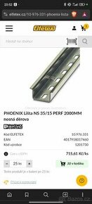 PHOENIX Lišta NS 35/15 PERF 2000MM nosná děrova