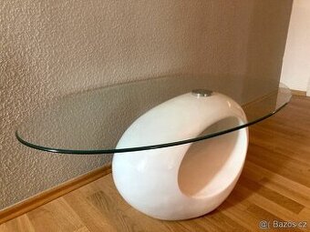 Designový konferenční stolek - bílý , sklo