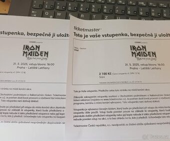 2x Iron Maiden Praha 2025 stání