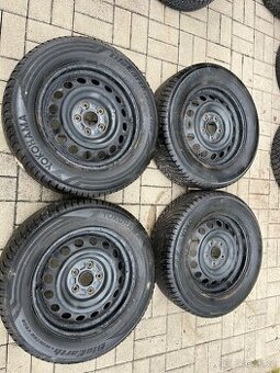 4x plechový kola 5x114 R16, zimní pneu