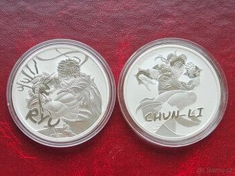 2x 1 oz stříbrná mince Ryu, Chun-Li 2022 Perth Mint