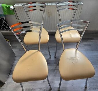 4 x židle  (chrom, koženka sedáky)