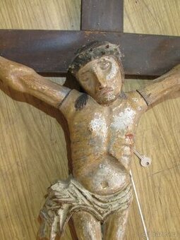 KRISTUS na kříži  INRI cca 200 let staré 120 x 65 cm