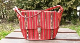 Retro dámská/dívčí kabelka, červená, textilní (70.-80- léta)