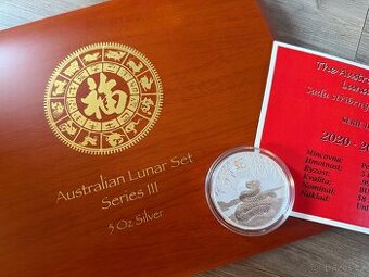 Stříbrná mince 5oz Rok Hada 2025 + etue Lunární serie