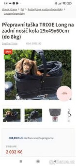 Košík pro psa na kolo Trixie nosnost 8 kg