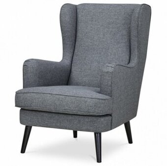 Křeslo ušák A1318 v kombinaci žluté, šedé a krémové látky