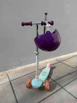 Dětská svítící koloběžka + helma Oxelo