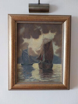 Plachetnice na moři, sign. Novotný