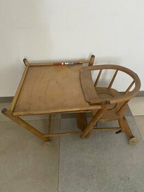 Retro starožitná jídelní židlička pro dítě - 1