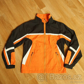 Oranžovo-bílo-černá šusťáková bunda vel. 152 - 1