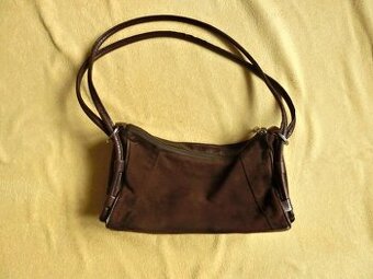 Tmavě hnědá kožená kabelka broušená kůže vintage