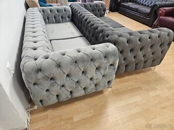 Chesterfield štýl,látková sedačka NOVÁ 3+3+1