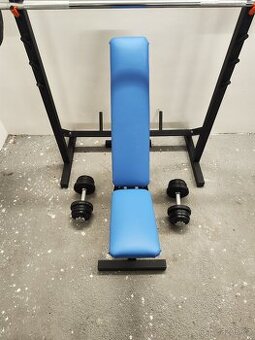 Činky a stojan s lavicí