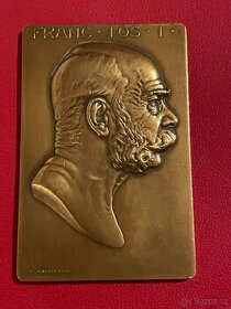 Bronzová plaketa Franc Jozef -viribvs vnitis