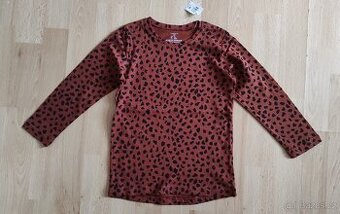 Hnědočerné vzorované tričko Lindex s dlouhým rukávem vel. 98