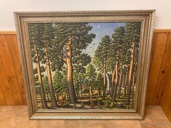 Obraz chaty v lese 120x105 cm Plecháč Prosecký František