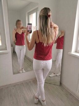 Dámské vínové tílko / top s krajkou - Vel. S/M - M