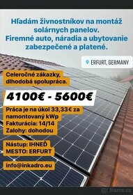 NEMECKO- Montér solárnych panelov len na živnosť -SZČO