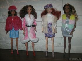 moderní komplety s barevnými kožíšky na Barbie