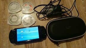 PSP + 4 hry + příslušenství