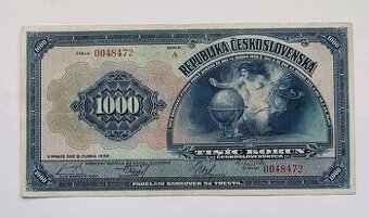 1000 Kč 1932 Neperforovaná - Vzácná