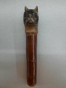 Historický obal na doutník 19 stol dřevořezba pes - 1