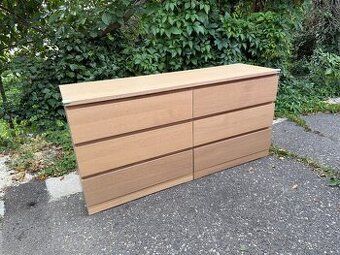 IKEA Malm se 6 zásuvkami - bíl. mořená dub. dýha