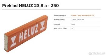 Překlady nosné HELUZ 23,8 a - 250