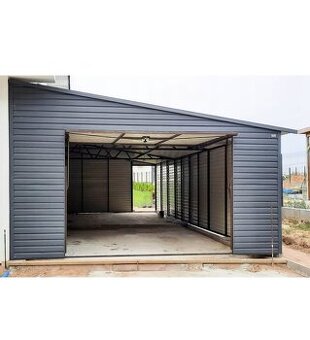 Plechová garáž 5m x 8m, bočni spád - výklopná vrata