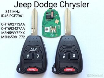 Klíč Jeep Dodge Chrysler 315MHz ID46  ID46-PCF7961 315MHz  K