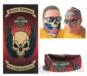 Šátek, nákrčník s motivem Harley Davidson lebka Skull
