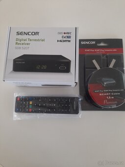 set-top box Sencor SDB 520T DVB T2 + ovladač + kabel