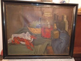 Obraz - olejomalba - zátiší s raky - Signováno MK, 192?