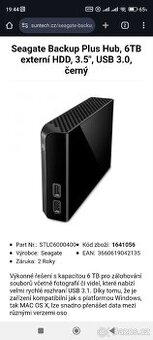 Seagate Backup Plus Hub, 6TB externí HDD